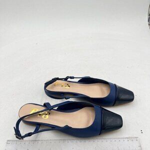 FYS Women Splicing Closed Toe Slingback Block Low Heel Cutout Dress Sandals